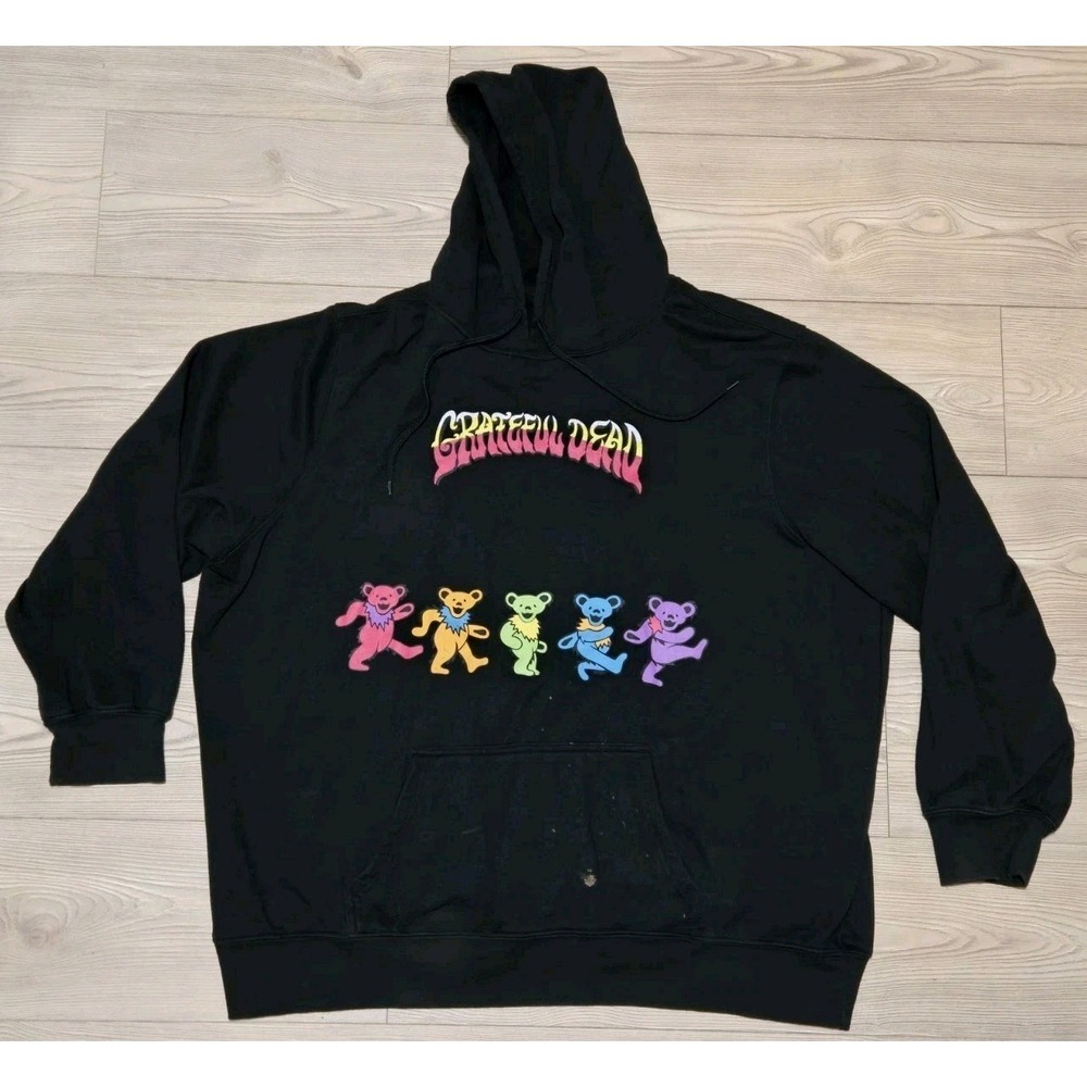 Grateful Dead Dancing Bears Pullover Hoodie Size 3XL Black Official 2022 *Flaw*